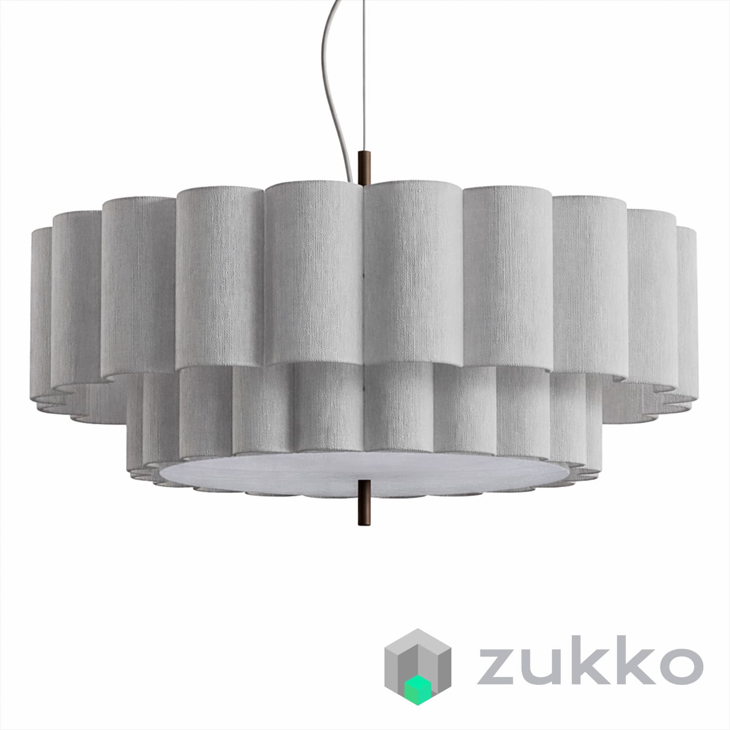 Folia large scalloped natural linen pendant - image 2