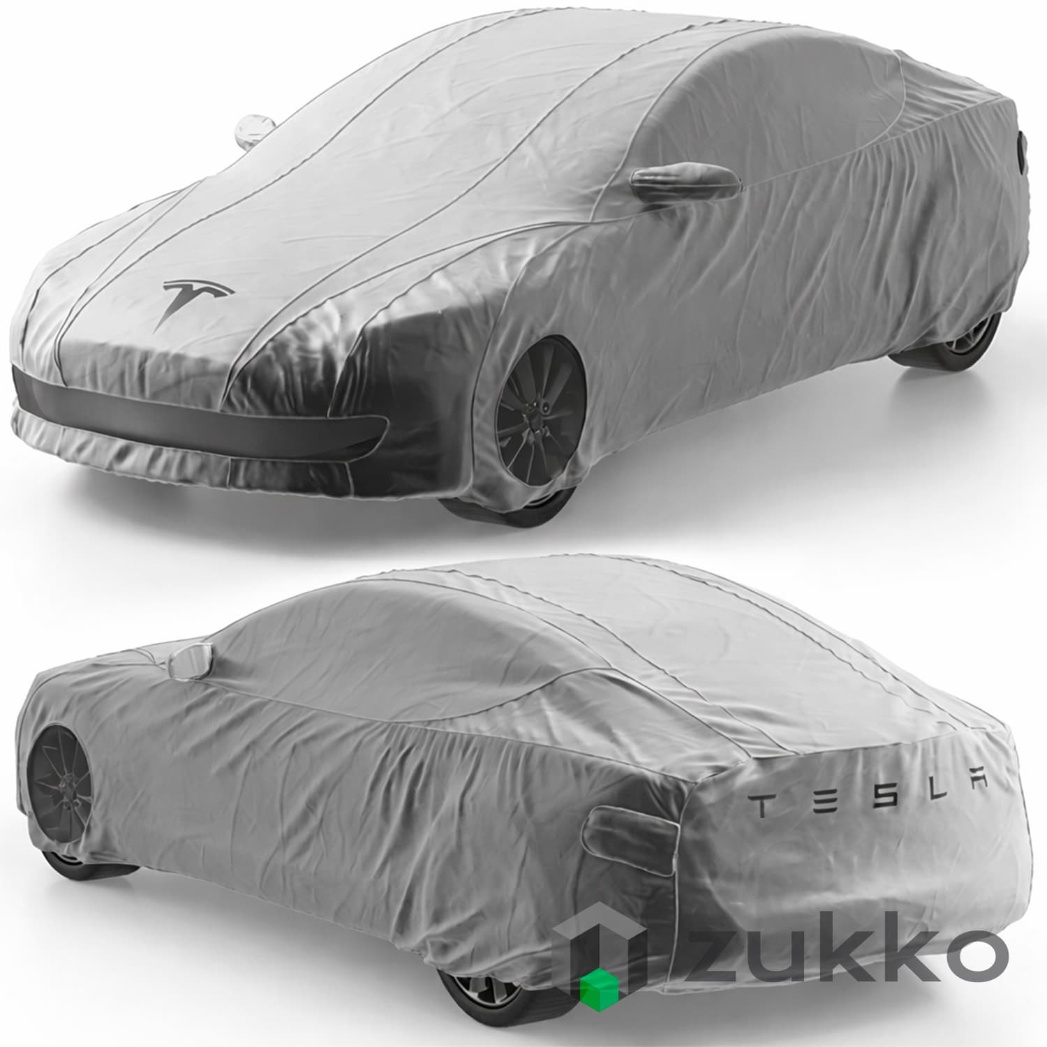Grey car cover for Tesla Model S electric vehicle - image 1